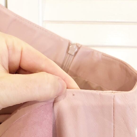 Michelle Mason Pink Ruffle Mini Skirt Lamb Leather - Picture 7 of 10